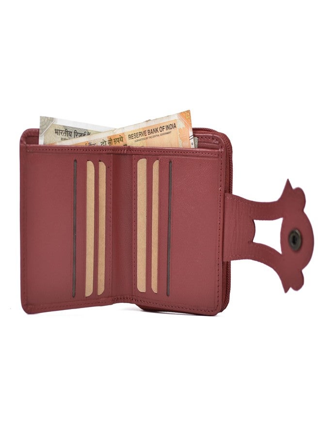 وايلدهورن محفظة جلدية أصلية من WildHorn مزودة بتقنية RFID لحماية البيانات للنساء، تحتوي على 8 فتحات للبطاقات | حقيبة يد أنيقة للنساء/الفتيات (أحمر) - Image 4